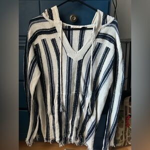 Tory Burch Navy and White Baja Sweater